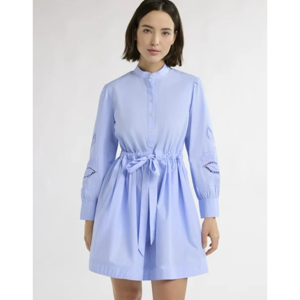 🆕 NWT Free Assembly Women's Blue Cotton Tie Front Dress M Medium New!